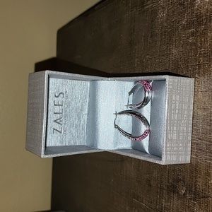 Zales, pink diamond hoops